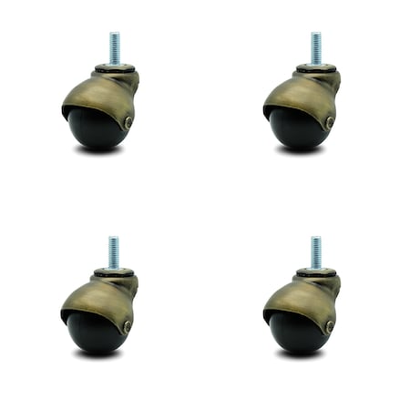 Service Caster 2 Inch Antique Brass Hooded 3/8 Inch Threaded Stem Ball Casters SCC, 4PK SCC-TS01S20-POS-WA-38-4